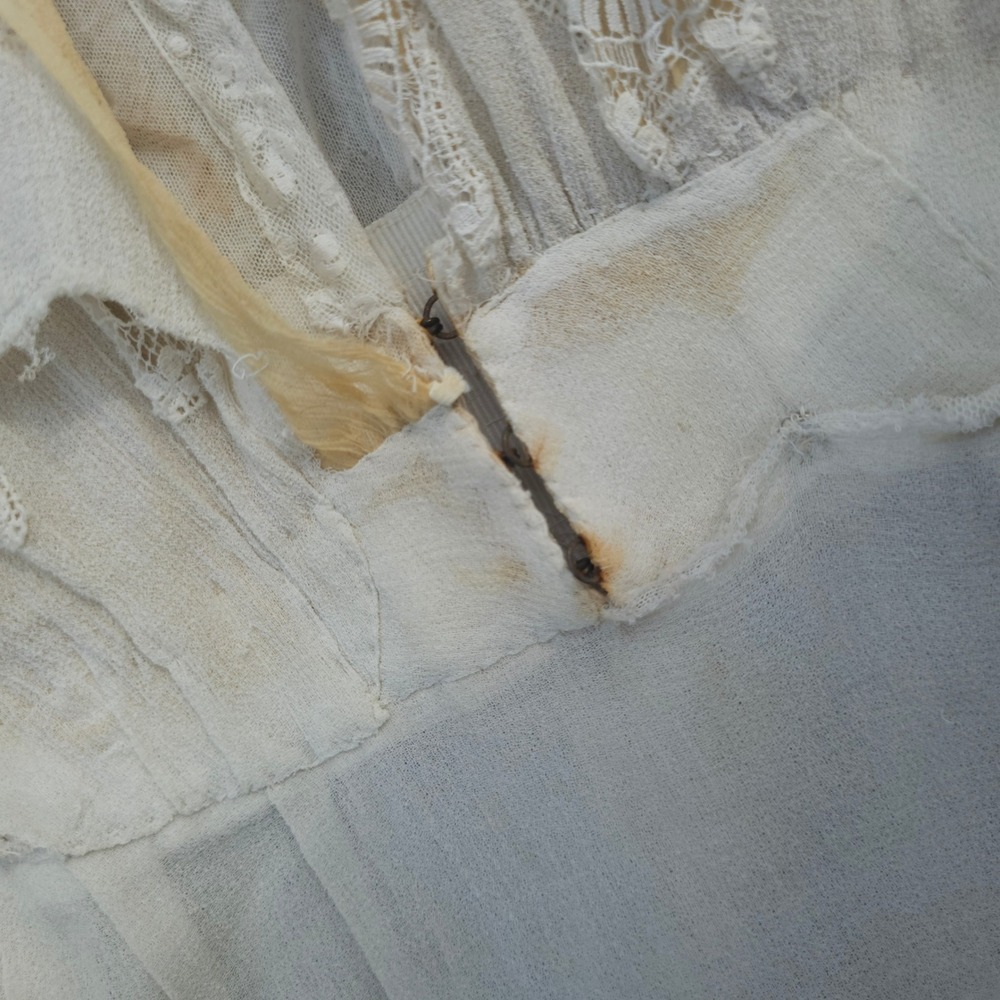 Antique 1900s Edwardian White Cotton Lawn Tea Dress Lace Gown Hi-Low Victorian - Picture 9 of 16